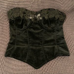 RARE Vintage Betsey Johnson Black Velvet Corset Top